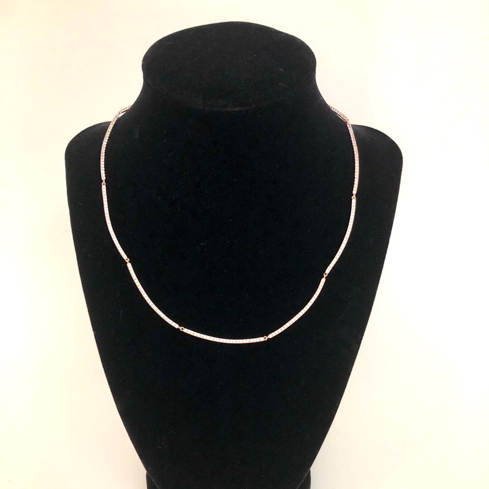 Nordstrom Brand Crystal Pavé Segmented Choker Necklace Rose Gold Tone Over Brass